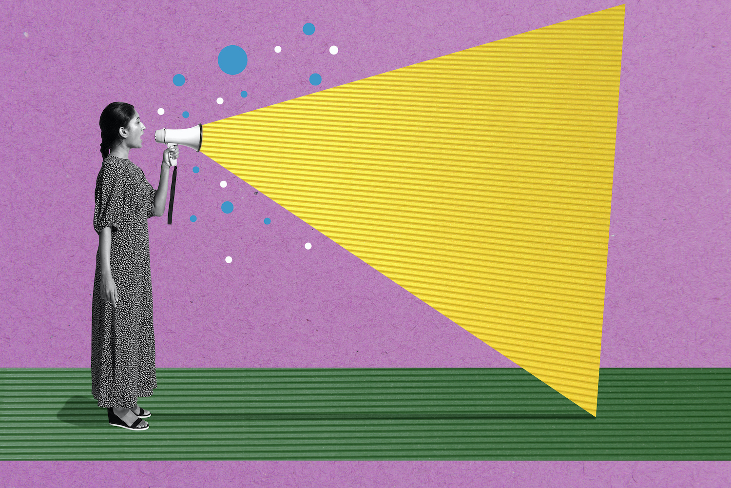 woman talking with megaphone